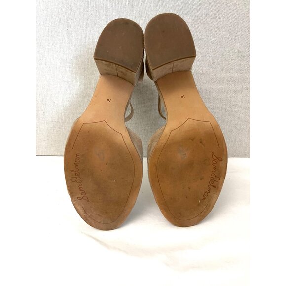 Sam Edelman Womens Susie Ankle Strap Block Heel Sandals Size 10M Beige Leather - Picture 7 of 9